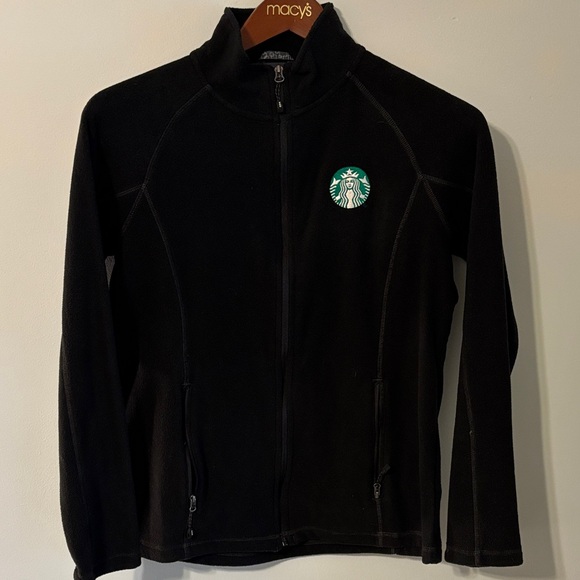 Black Fleece Jacket with Starbucks Logo - Picture 1 of 9